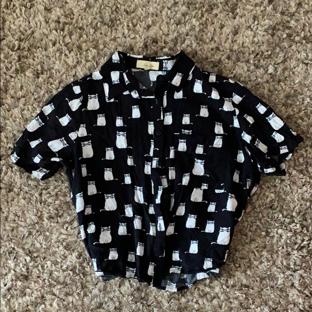 Cute Cat Cropped blouse Shirt
